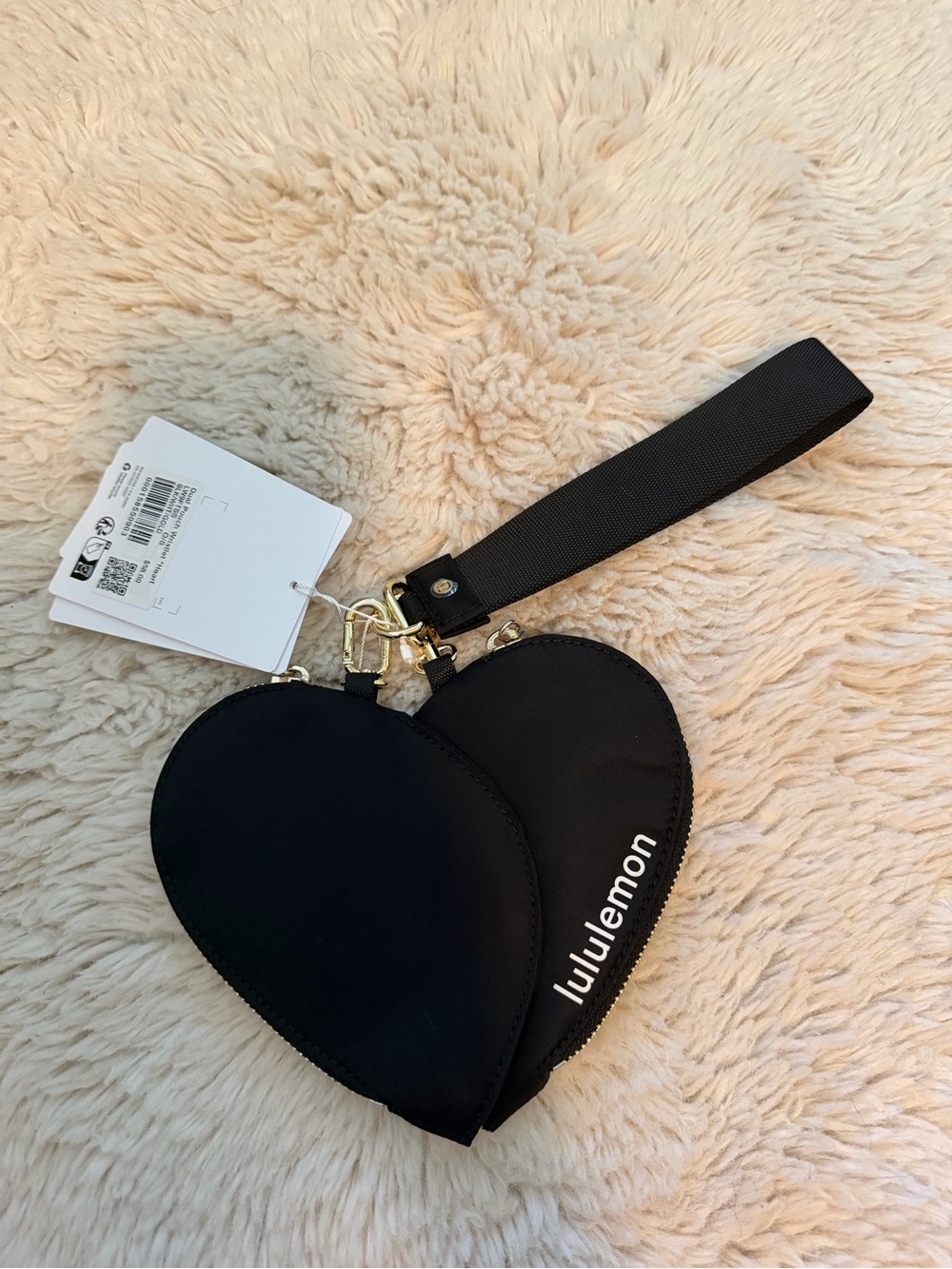 lululemon Black Heart Wristlet with Removable Strap